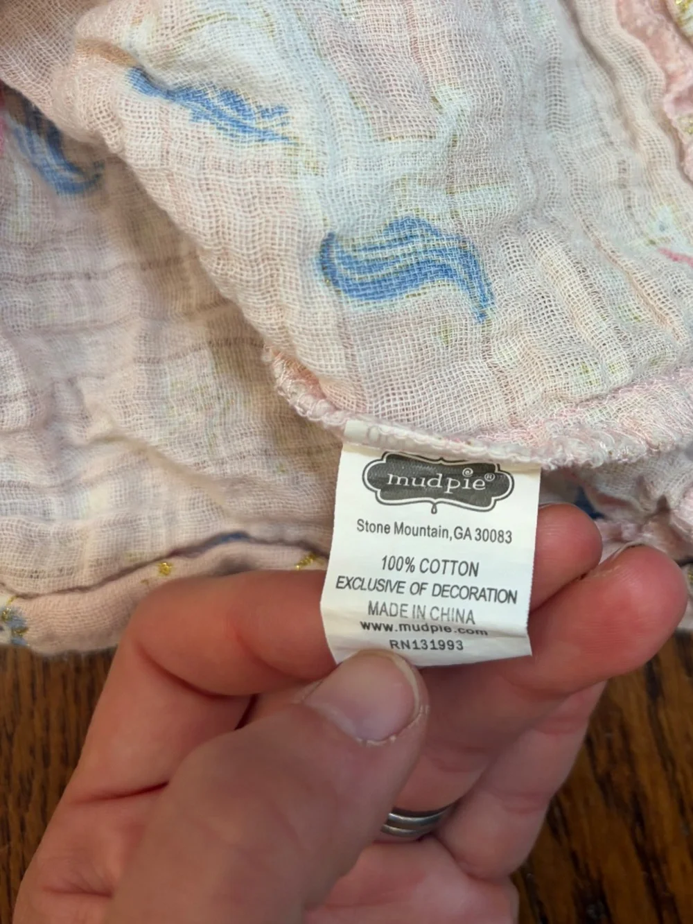 Mud Pie Baby Girl Unicorn Print Muslin Bubble Dress Light Pink 6-9 Months Cotton